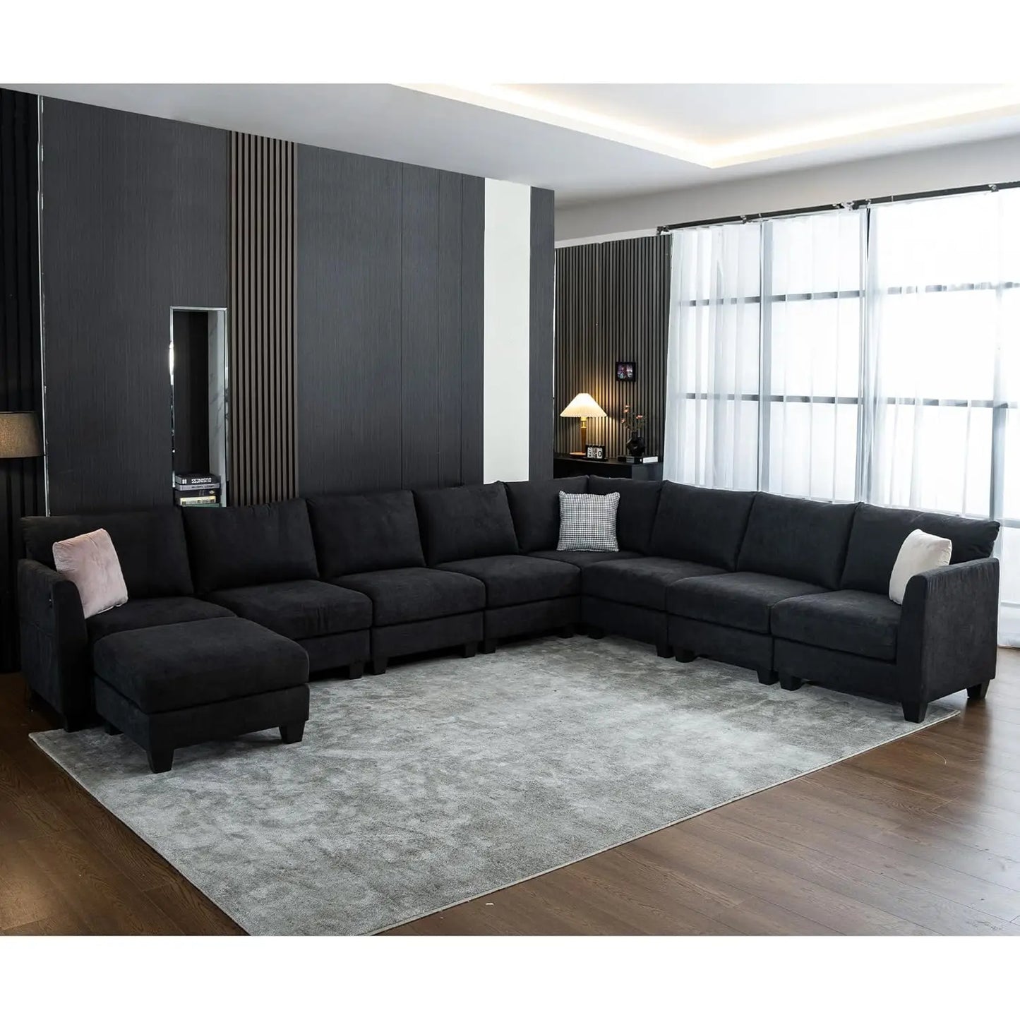 150.4" Large Sectional Couches for Living Room, 6 Seater L Shaped Modular Sectional Sofa with Storage Ottoman &, Customized
