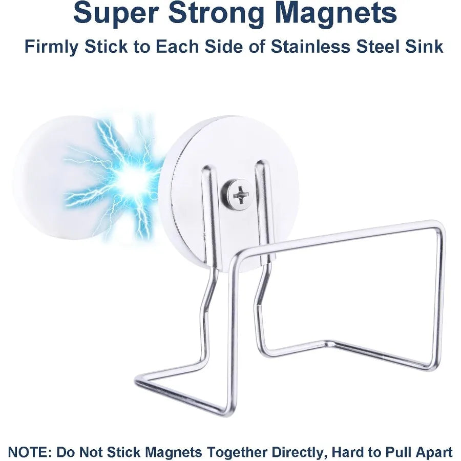Magnetic Sponge Holder for Kitchen Sink Stainless Steel Sink or Iron Cast Sink Rubber Coated Strong Magnets SUS 304 Stainless S