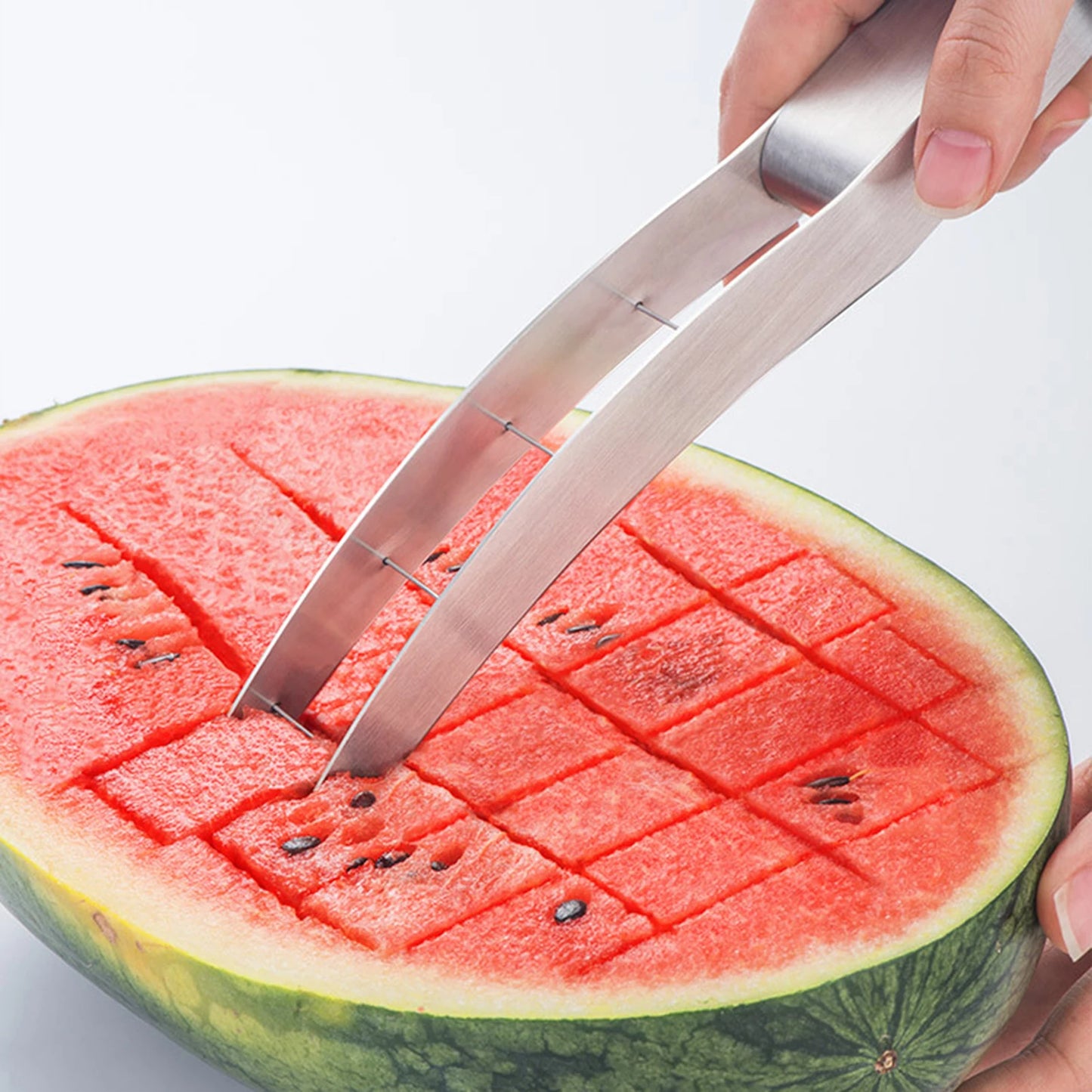 Stainless Steel Watermelon Slicer Cutter Tool for Quick Cube Cutting for Fruit Salad Outdoor Camping Kitchen Gadget