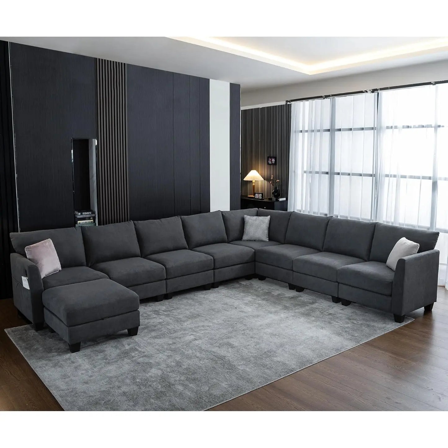 150.4" Large Sectional Couches for Living Room, 6 Seater L Shaped Modular Sectional Sofa with Storage Ottoman &, Customized