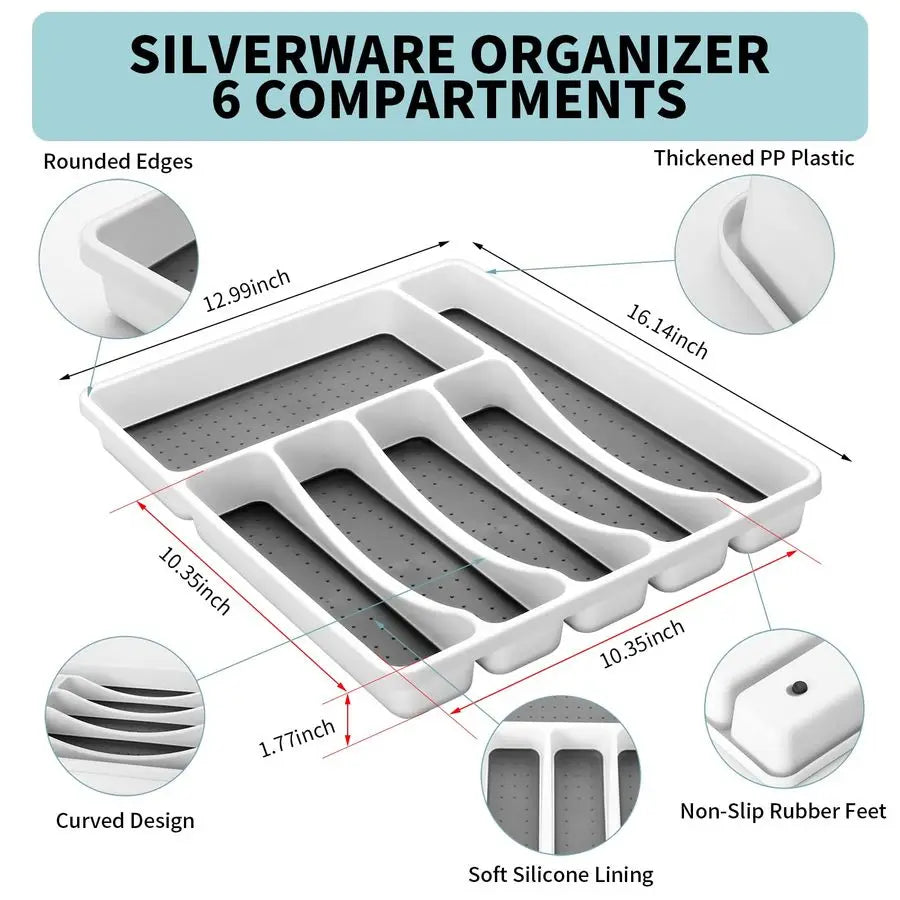 Silverware Set for 8 with Flatware Drawer Organizer, Stainless Steel Cutlery Set with Steak Knives, Include Spoons and Forks Set