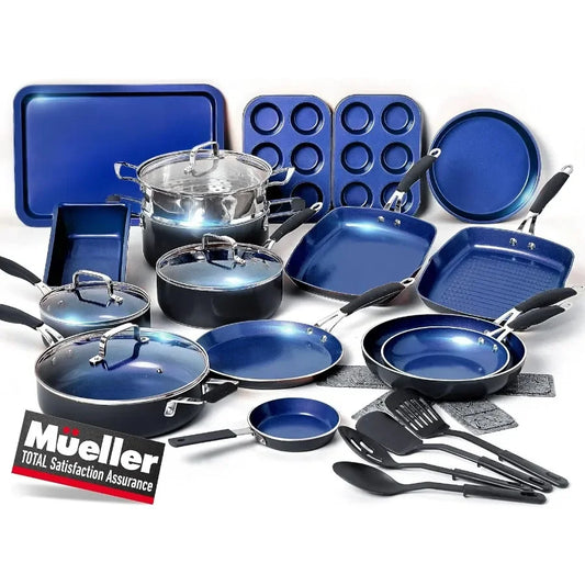 Sapphire UltraClad Kitchen Induction Pots and Pans Set Nonstick Induction Cookware Sets -24pc for Cooking Kitchen Cookware Sets,