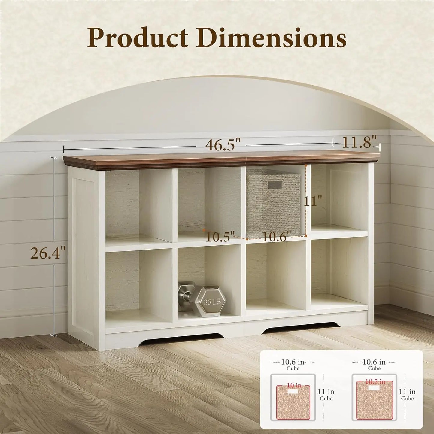 8 Cube Storage Organizer Shelf,Open Bookcase for Bins & Decor,Living Room Bedroom Office,Walnut White,Custom