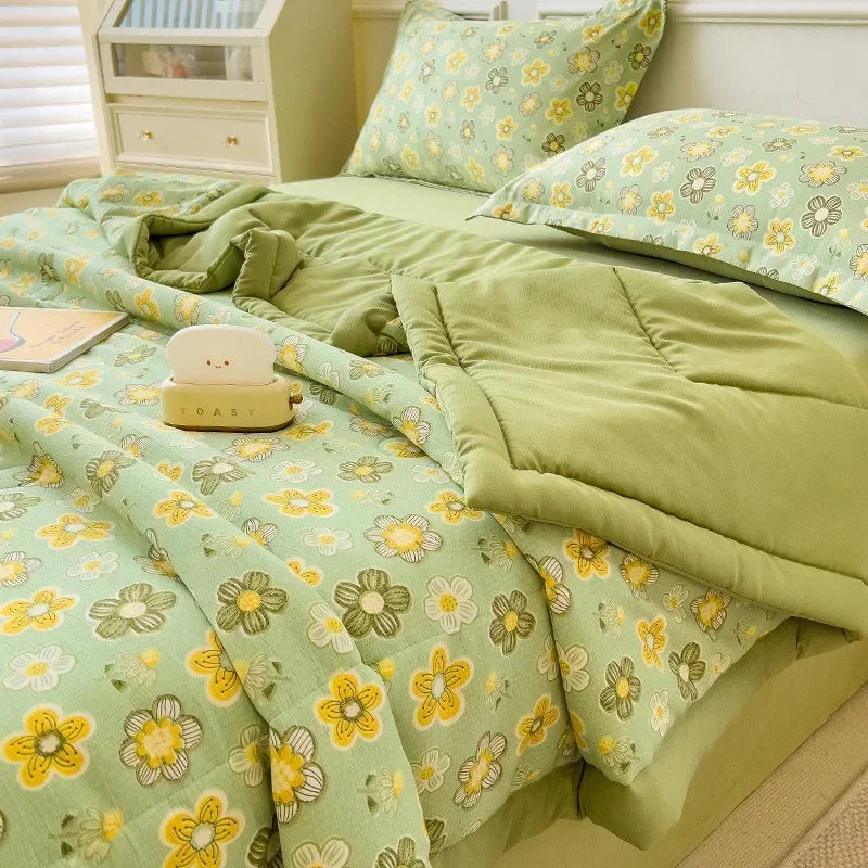 Cotton Summer Double-sided Cool Feeling Summer Quilt Queen Smooth Ice Silk Cooling Blanket Summer Comforter