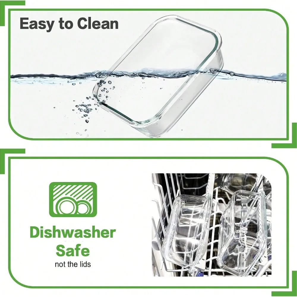 24pc Glass Bento Box With Leak Proof Snap Lock Lids Airtight Food Storage