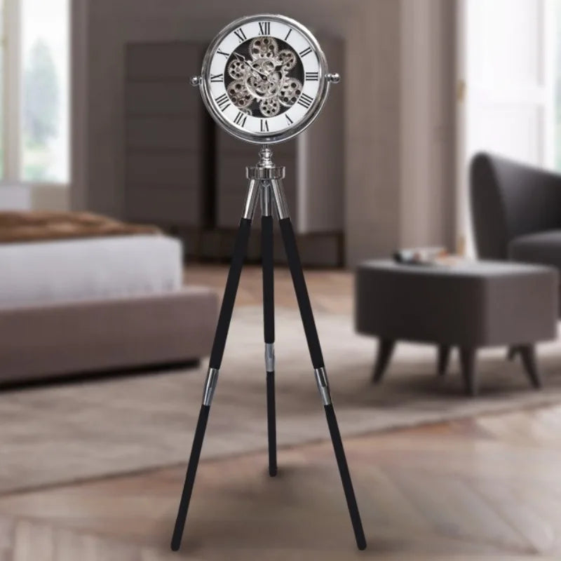 Tripod Floor Clock Luxury Floor Clocks Modern American Decor Standing Watch Mental Creative Nordic Living Room Standing Watches
