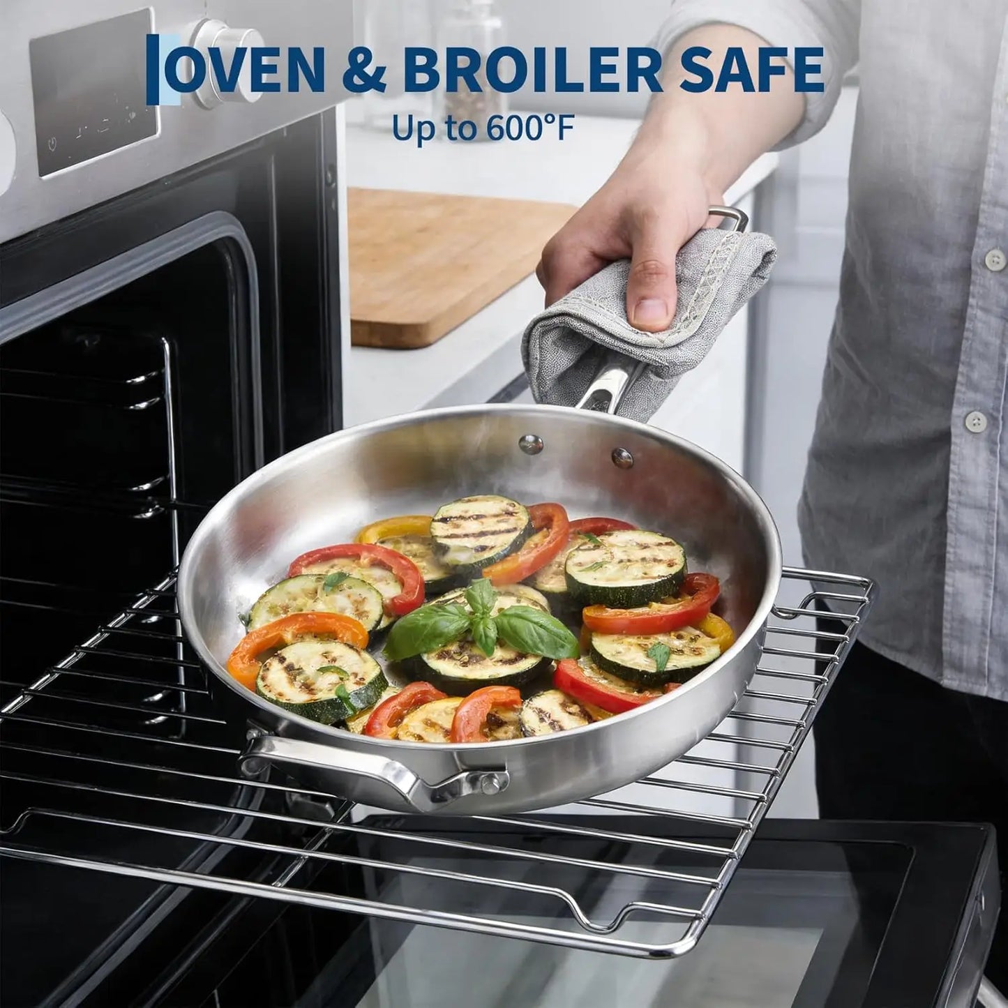 10-Pcs Tri-Ply Stainless Steel Cookware Set with Lid-Pots & Pans Set, Frying Pans,Saucepans,Saute Pan& Stock Pot for All Cooktop