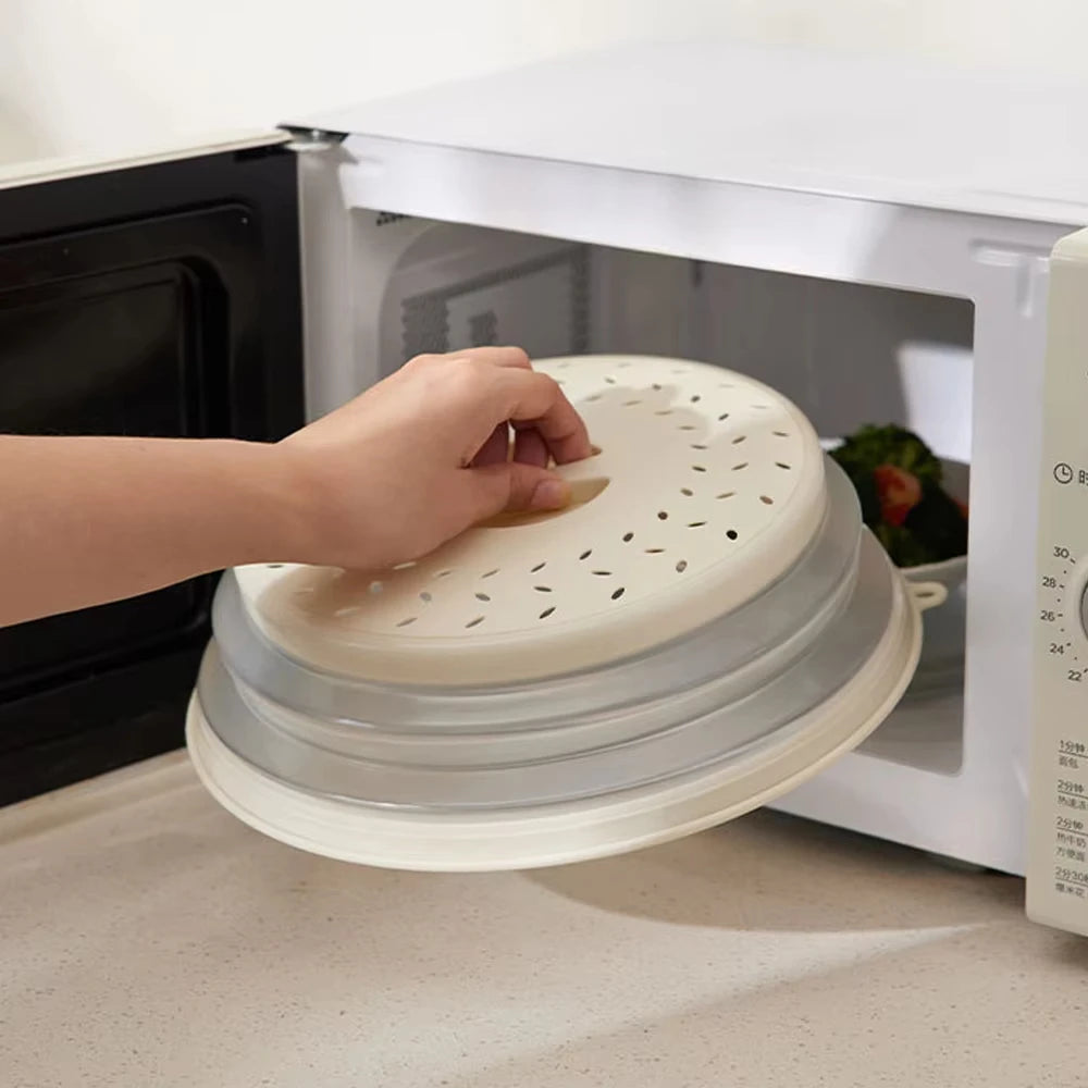 10.5 inch Microwave Cover Foldable Microwave Lid Heat Resistant Splatter Collapsible Microwave Splatter Guard for Kitchen Gadget