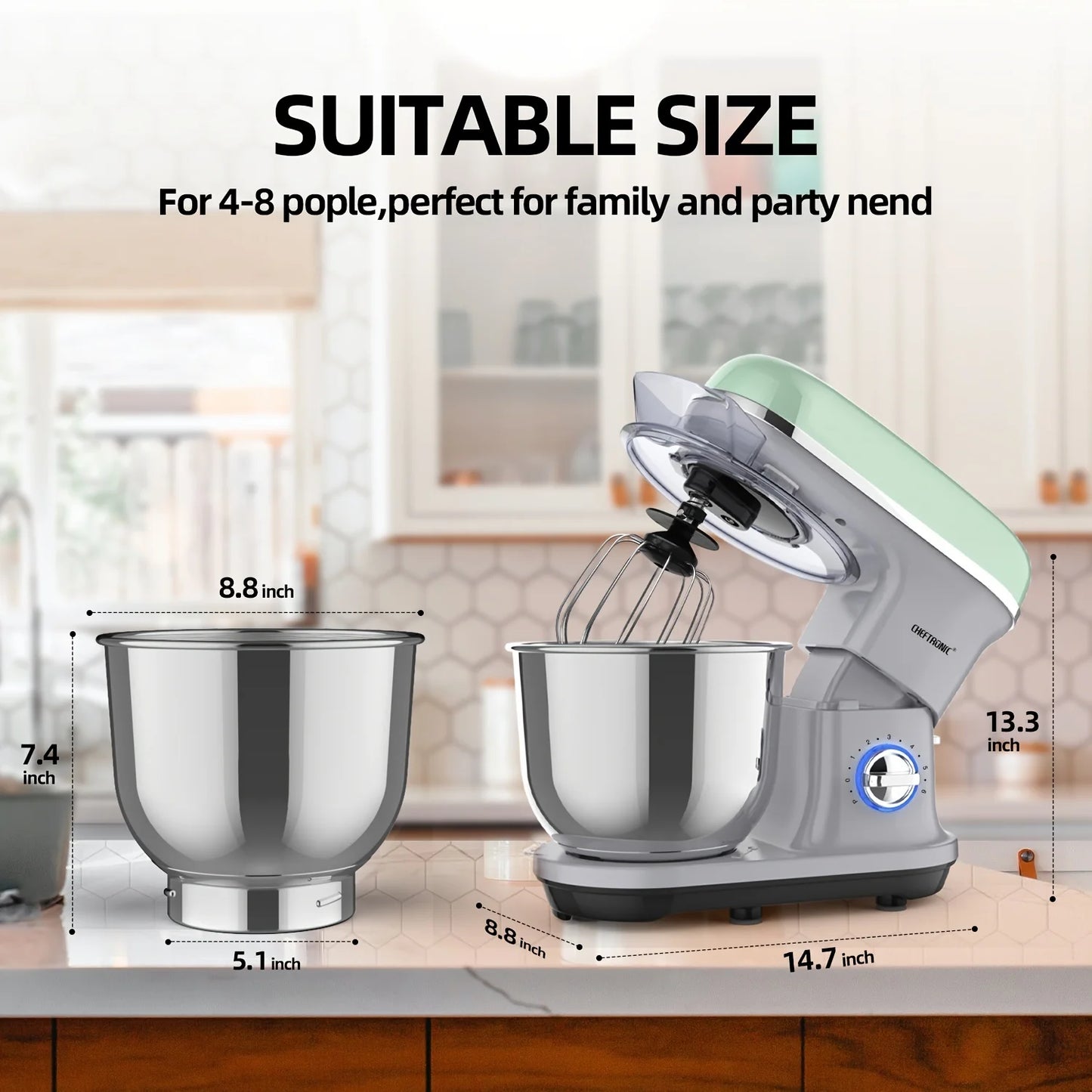 1pc Stand Mixer, 5.5QT Tilt-Head Electric Household food processors - 500W 6+P Speed, home appliance, US Plug