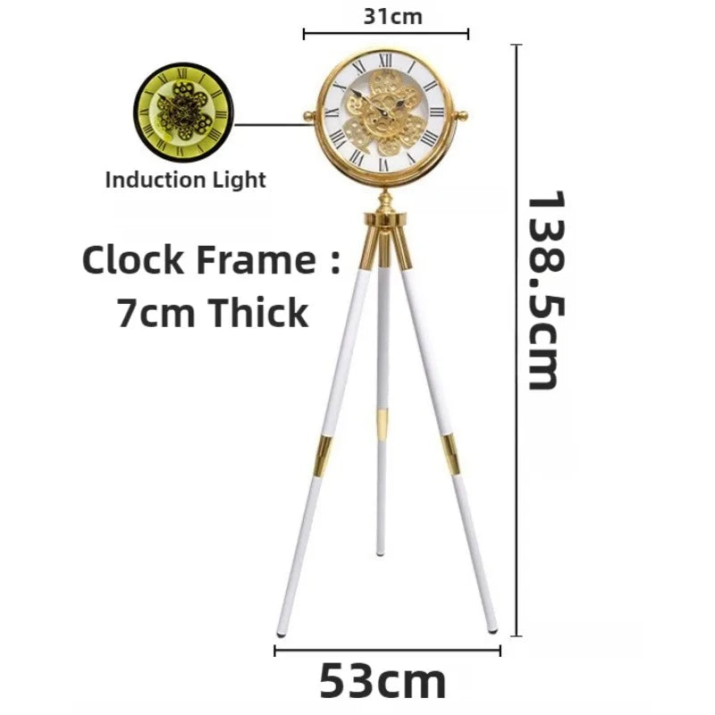 Tripod Floor Clock Luxury Floor Clocks Modern American Decor Standing Watch Mental Creative Nordic Living Room Standing Watches