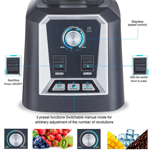 Automatic Program Professional Kitchen Smoothie Blender BPA FREE 2L Low-profile Jar Food Mixer Juicer Ice Crusher