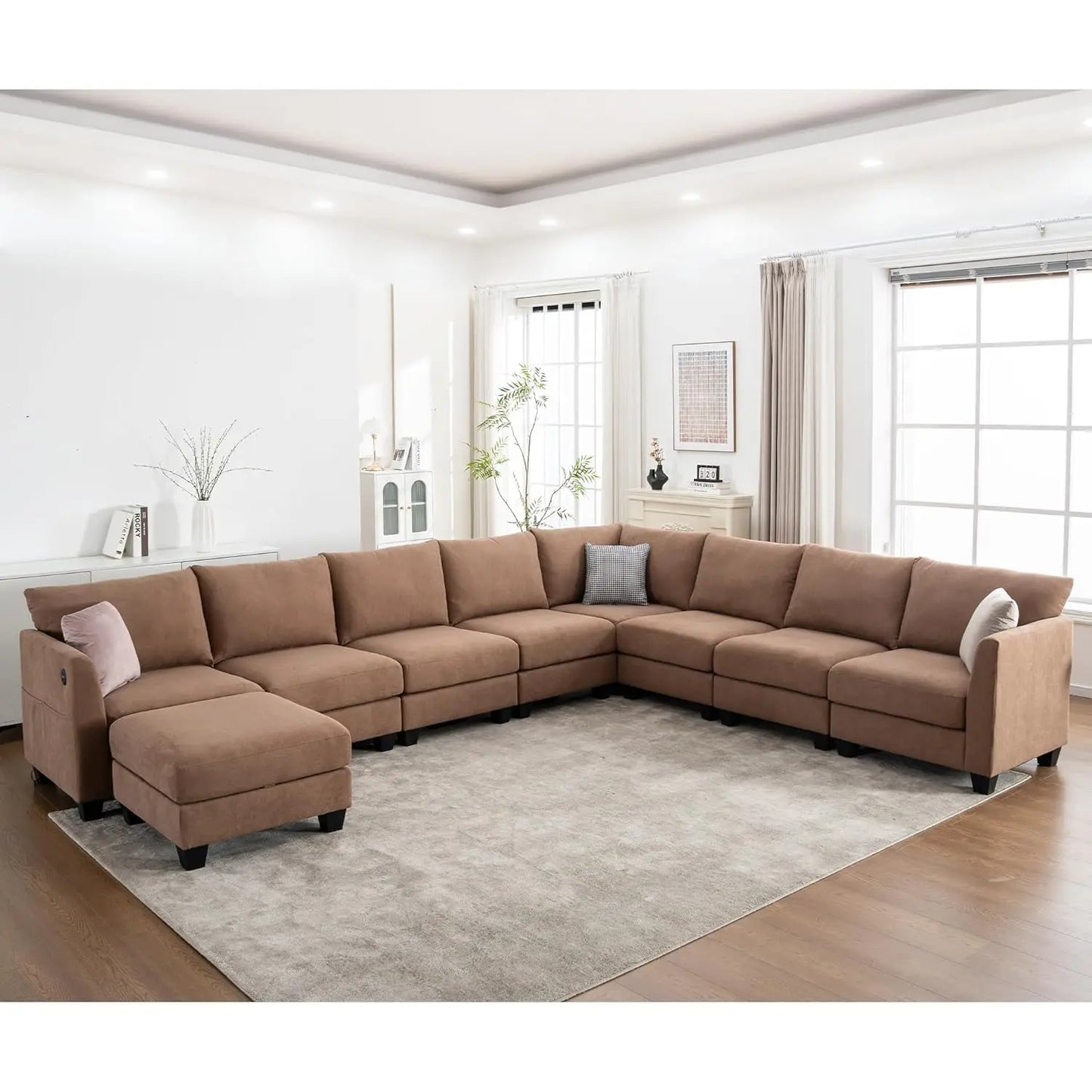 150.4" Large Sectional Couches for Living Room, 6 Seater L Shaped Modular Sectional Sofa with Storage Ottoman &, Customized