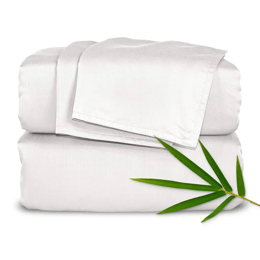 Queen Sheets, Genuine 100 Organic Viscose Derived from Bamboo Bed Sheet Set, Luxuriously Soft amp Cooling, Double Stitching, 2 Y