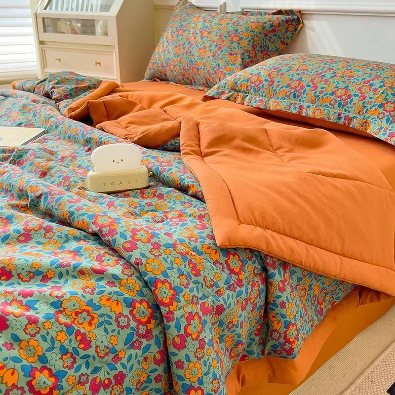Cotton Summer Double-sided Cool Feeling Summer Quilt Queen Smooth Ice Silk Cooling Blanket Summer Comforter