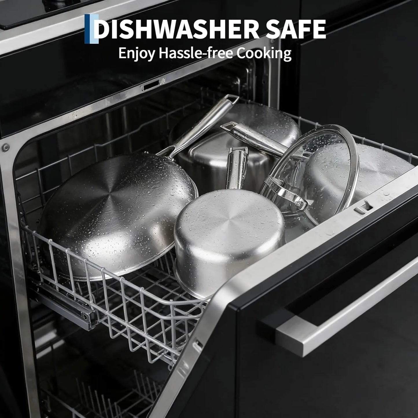 10-Pcs Tri-Ply Stainless Steel Cookware Set with Lid-Pots & Pans Set, Frying Pans,Saucepans,Saute Pan& Stock Pot for All Cooktop