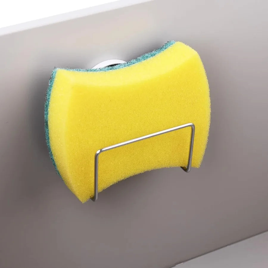 Magnetic Sponge Holder for Kitchen Sink Stainless Steel Sink or Iron Cast Sink Rubber Coated Strong Magnets SUS 304 Stainless S