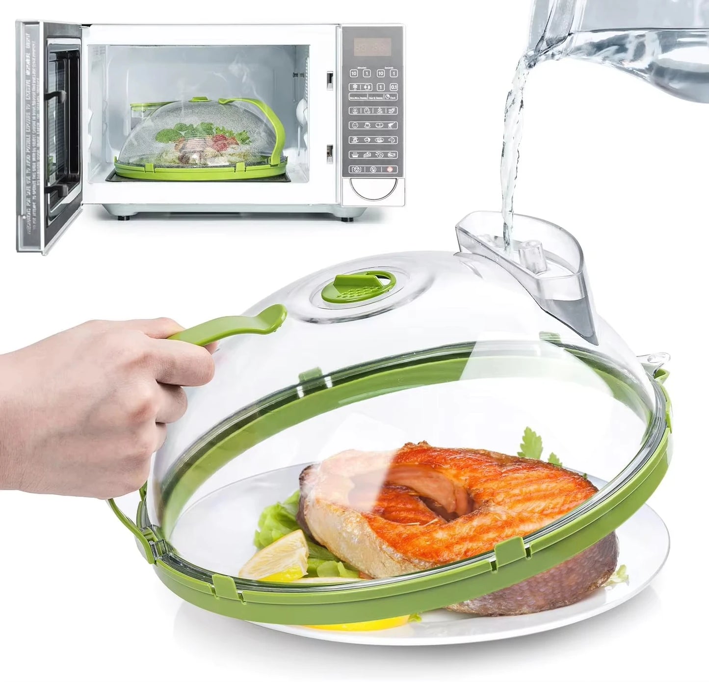 10.5 inch Microwave Cover Foldable Microwave Lid Heat Resistant Splatter Collapsible Microwave Splatter Guard for Kitchen Gadget